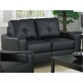 Coaster Jasmine Leather Love Seat in Black