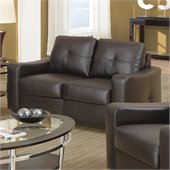 Coaster Jasmine Leather Love Seat in Dark Brown