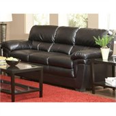 Coaster Fenmore Casual Split Back Faux Leather Sofa in Black