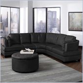 Coaster Landen Contemporary Curved Leather Sectional in Black