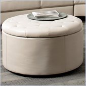 Coaster Landen 5 Piece Round Leather Storage Cocktail Ottoman in Cream