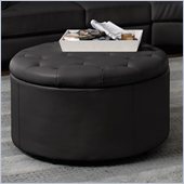 Coaster Landen 5 Piece Round Leather Storage Cocktail Ottoman in Black