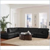 Coaster Quinn Transitional Modular Leather Sectional Sofa in Black