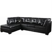 Coaster Darie Leather Sectional Sofa with Left-Side Chaise in Black