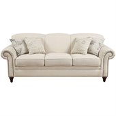 Coaster Norah Antique Inspired Sofa with Nail Head Trim in Oatmeal