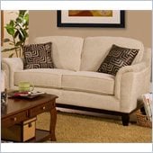 Coaster Carver Love Seat with Exposed Wood Base in Beige Chenille