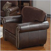 Coaster Florence Chenille Fabric/Vinyl Chair in Chocolate