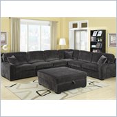Coaster Luka Casual L-Shaped Sectional in Charcoal Velvet