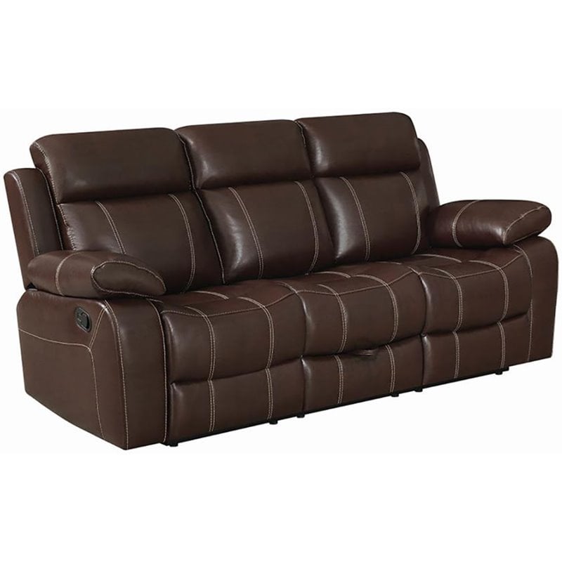 Coaster Myleene Leather Motion Sofa in Brown