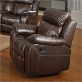Coaster Myleene Leather Glider Recliner Chair in Brown