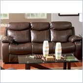 Coaster Denisa Three Seat Reclining Leather Sofa in Rich Brown