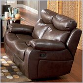 Coaster Denisa Reclining Leather Love Seat in Rich Brown