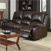 Coaster Boston Three Seat Reclining Faux Leather Sofa in Brown
