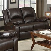 Coaster Boston Double Reclining Faux Leather Love Seat in Brown