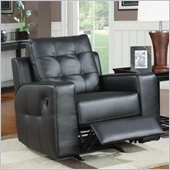 Coaster Tempe Leather Rocker Recliner Chair in Black Bonded Leather