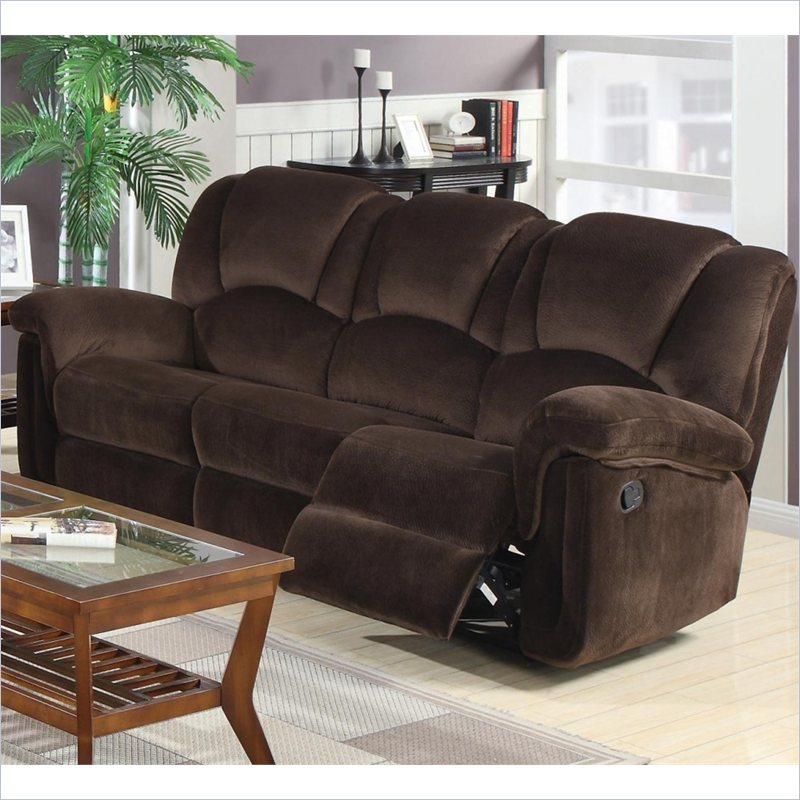 Coaster Ajay Casual Motion Sofa in Chocolate Velvet