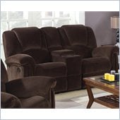 Coaster Ajay Casual Double Gliding Loveseat in Chocolate Velvet