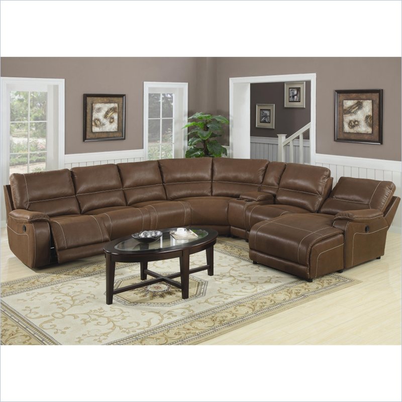 Coaster Loukas Extra Long Reclining Sectional Sofa w/ Chaise in Brown