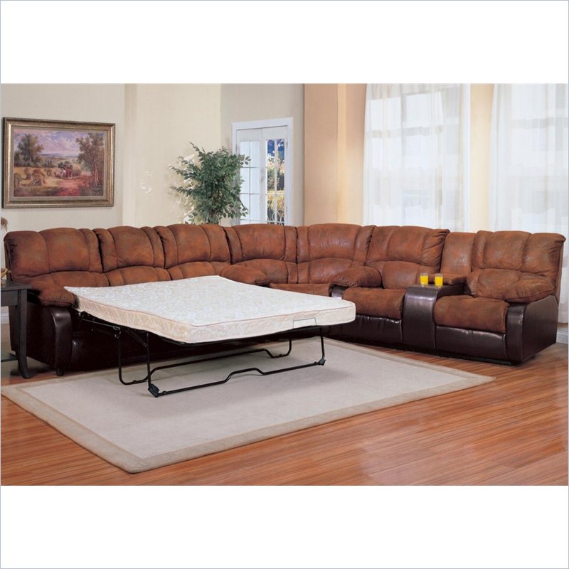 Coaster Ronan L-Shaped Sectional with Sleeper Sofa in Brown