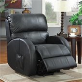 Coaster Top Grain Leather Power Lift Recliner Chair in Black