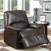 Coaster Split Back Vinyl Glider Recliner Chair in Dark Brown
