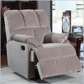 Coaster Smooth Velvet Rocking Recliner Chair in Beige