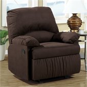 Coaster Microfiber Upholstered Glider Recliner Chair in Chocolate Microfiber
