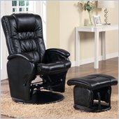 Coaster Deluxe Faux Leather Glider with Ottoman in Black