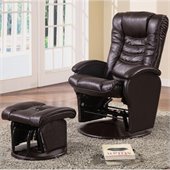 Coaster Glider Recliner Chair with Matching Ottoman in Brown Vinyl