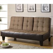 Coaster Two Tone Convertible Sofa Bed with Drop Down Console in Tan