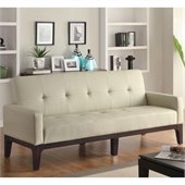 Coaster Casual Faux Leather Sofa with Arms in Cream