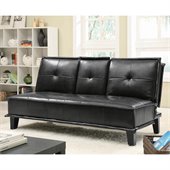 Coaster Contemporary Faux Leather Sofa with Tray in Black