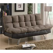 Coaster Plush Two Tone Microfiber Sofa in Brown