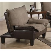 Coaster Two Tone Microfiber Convertible Chair in Brown