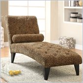 Coaster Leopard Print Living Room Armless Chaise in Black