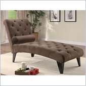 Coaster Soft Chocolate Velour Tufted Chaise in Black Finish