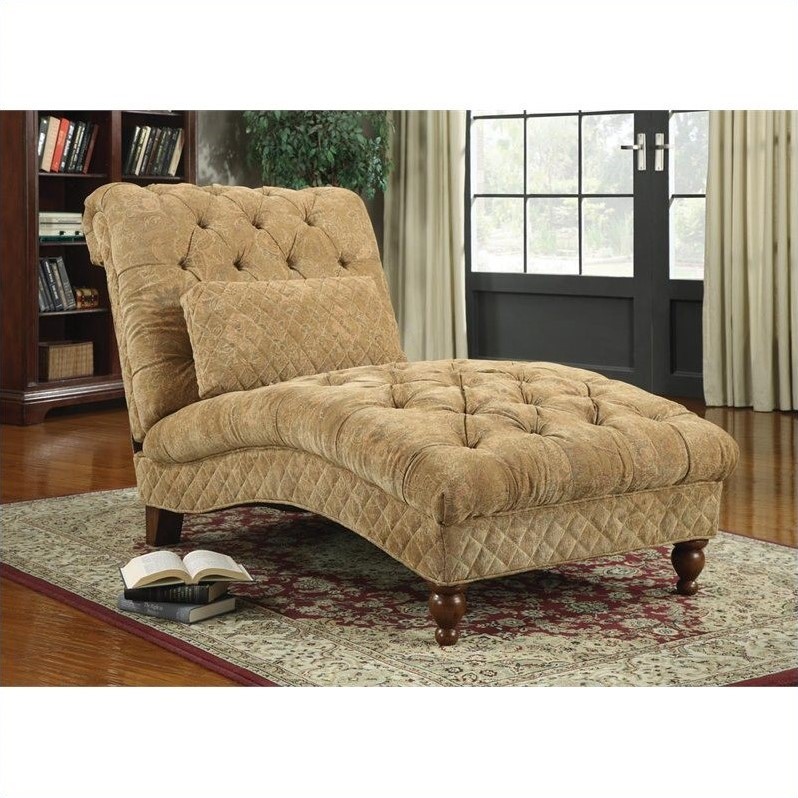 Coaster Accent Seating Golden Toned Accent Chaise in Desert Sand