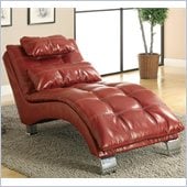 Coaster Casual and Contemporary Living Room Red Chaise