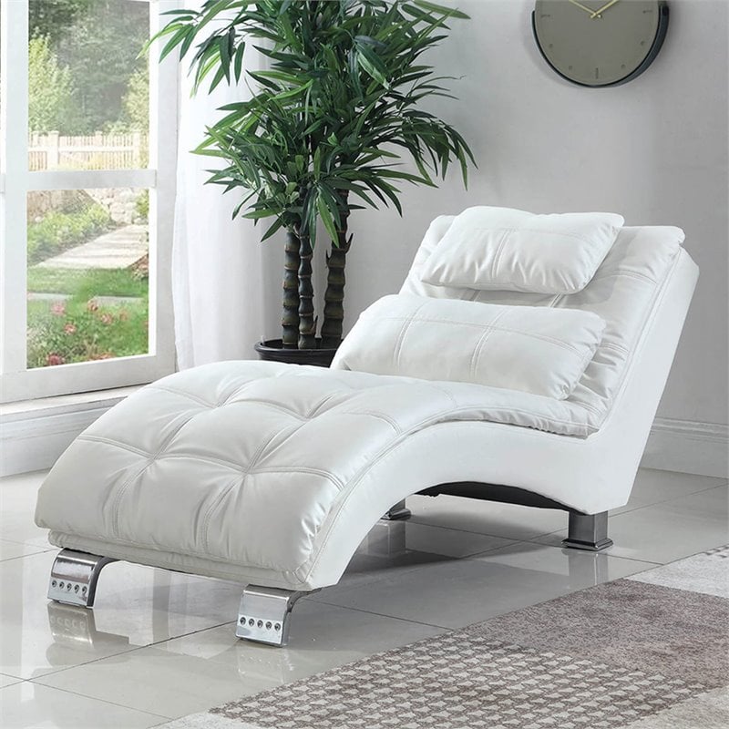 Coaster Casual and Contemporary Living Room White Chaise