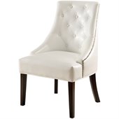 Coaster Upholstered White Accent Chair in Cappucino Finish