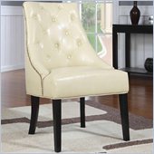 Coaster Upholstered Cream Accent Chair in Cappucino Finish