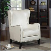 Coaster Wing White Accent Chair with Nailhead Trim in Brown