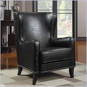 Coaster Wing Accent Chair with Nailhead Trim in Black Finish