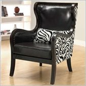 Coaster Exposed Wood Zebra Print Accent Chair in Cappucino