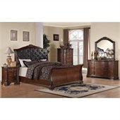 Coaster Maddison 6 Piece Bedoom Set in Warm Brown Cherry Finish