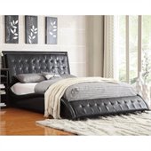 Coaster Tully Upholstered Queen Bed in Black Vinyl