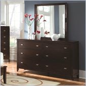 Coaster Calvin 6 Drawer Dresser and Mirror Set in Cappuccino Finish