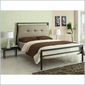 Coaster Leon Upholstered Bed and Attached Nightstand in Black