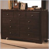 Coaster Conner 9 Drawer Dresser with Faux Marble Top in Walnut