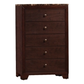Coaster Conner 5 Drawer Chest with Faux Marble Top in Walnut